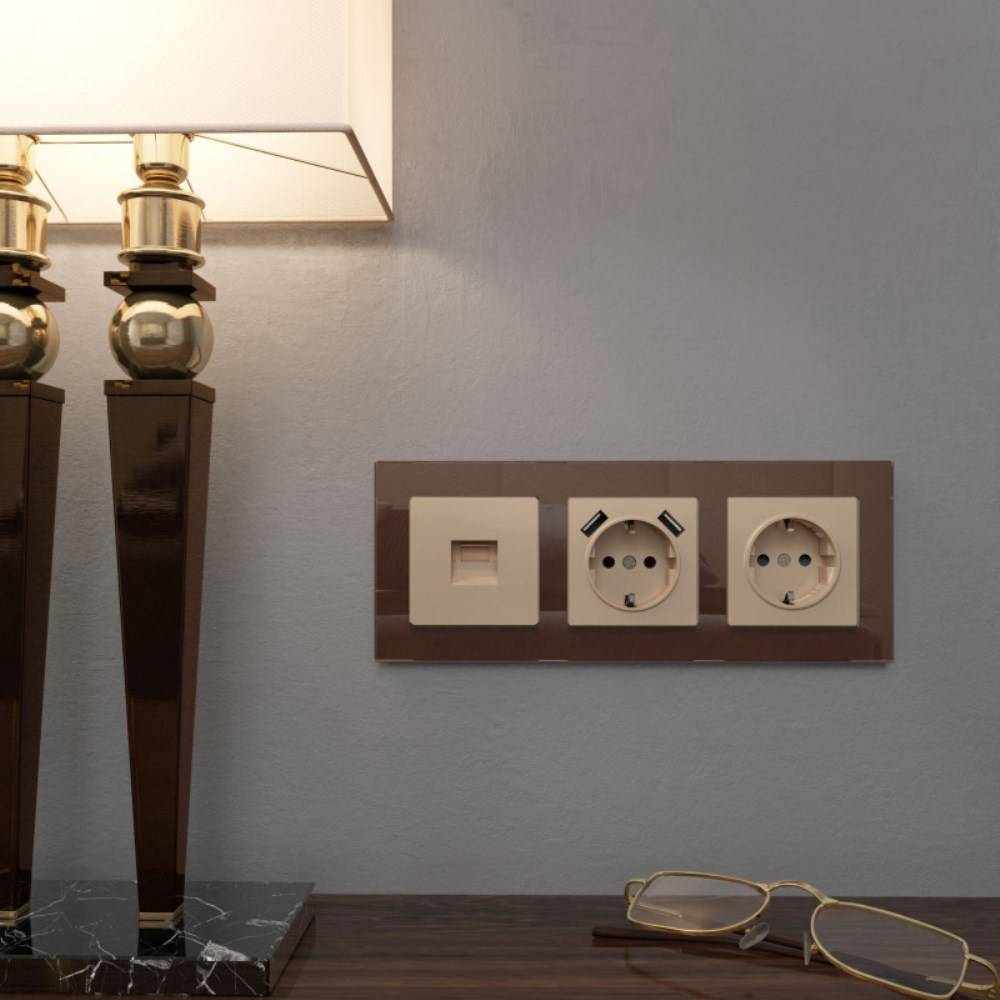 Рамка стеклянная Werkel Favorit на 3 поста Мокко W0031118 — изображение 2