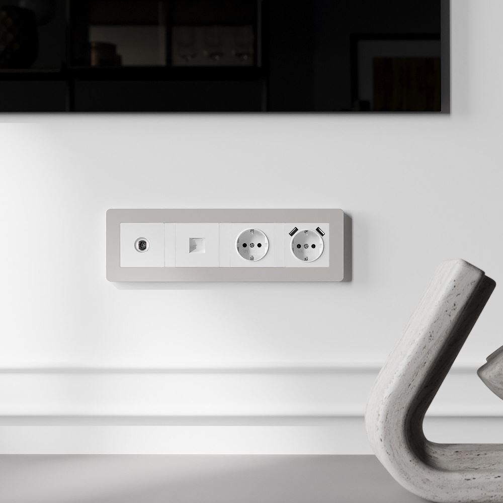 Рамка из поликарбоната Werkel Split на 4 поста Дымчатый / Белый W0043067 — изображение 3