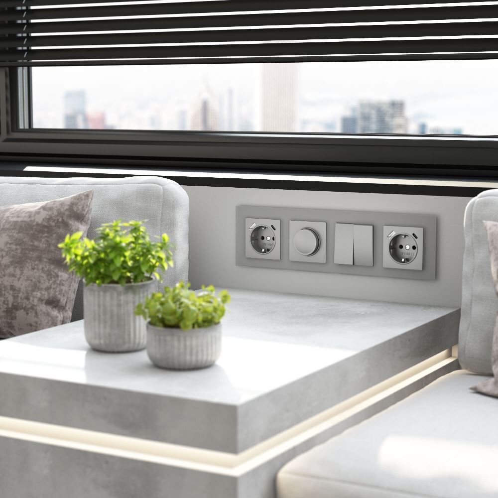 Рамка стеклянная Werkel Senso на 4 поста soft-touch Серебряный W0043106 — изображение 2