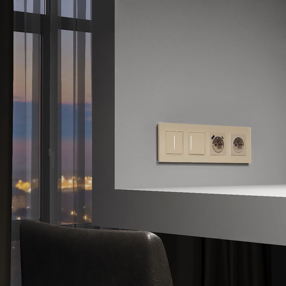 Рамка стеклянная Werkel Senso на 4 поста soft-touch Шампань W0043111 — изображение 3