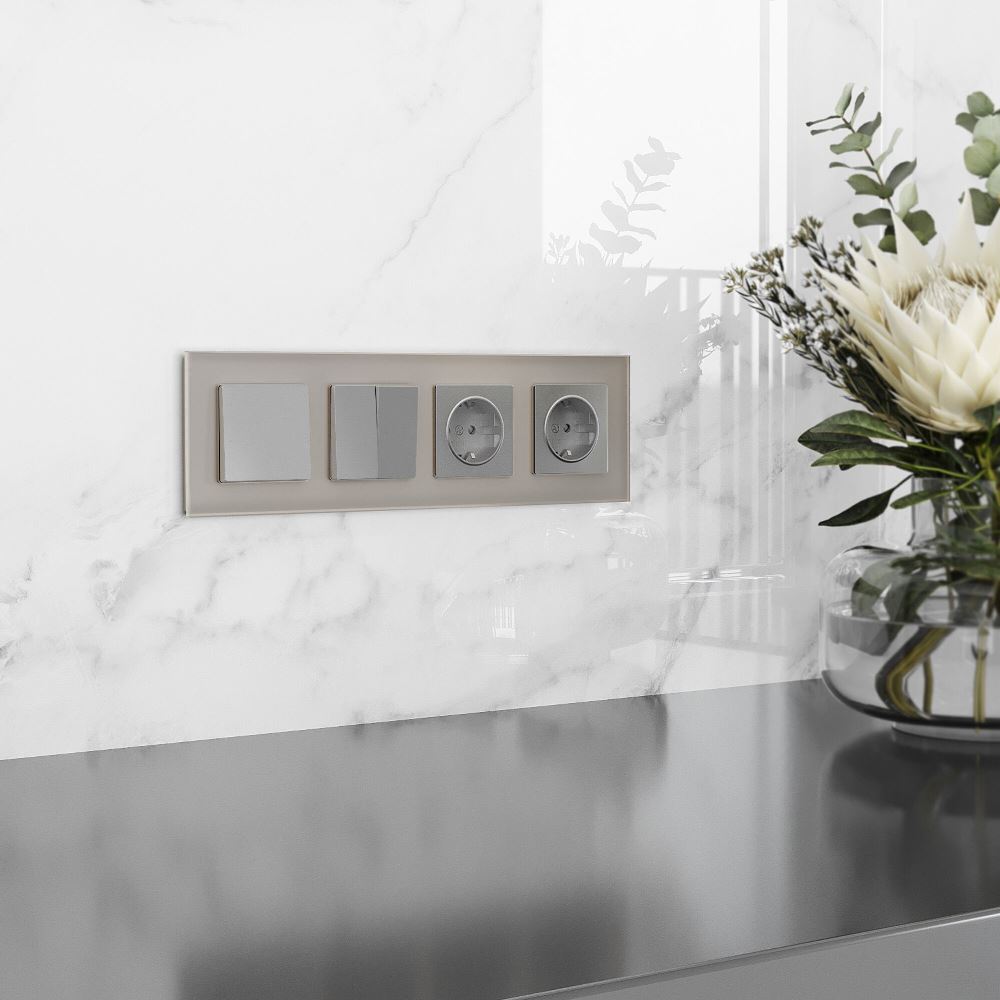 Рамка стеклянная Werkel Senso на 4 поста soft-touch Дымчатый W0043117 — изображение 2