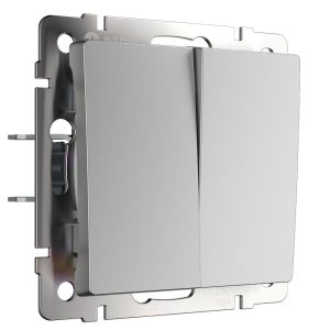 Выключатель двухклавишный встраиваемый Werkel Cеребряный W1120006