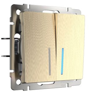 Выключатель двухклавишный встраиваемый Werkel с подсветкой Шампань рифленый W1120110