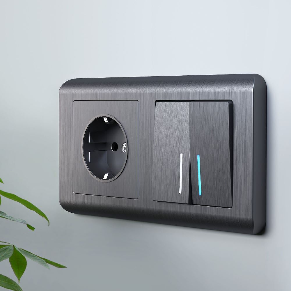 Выключатель двухклавишный встраиваемый проходной Werkel с подсветкой Графит W1122104 — изображение 2