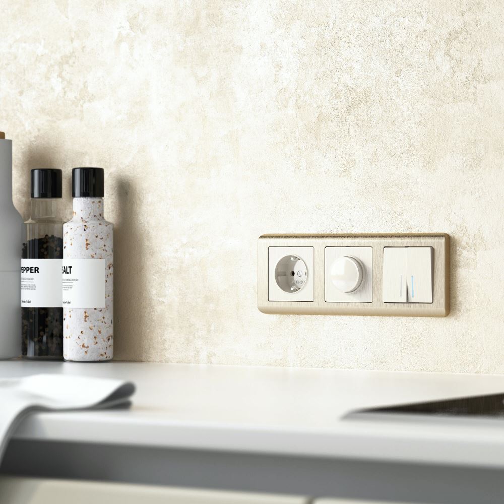 Выключатель двухклавишный встраиваемый проходной Werkel с подсветкой Перламутровый рифленый W1122113 — изображение 3