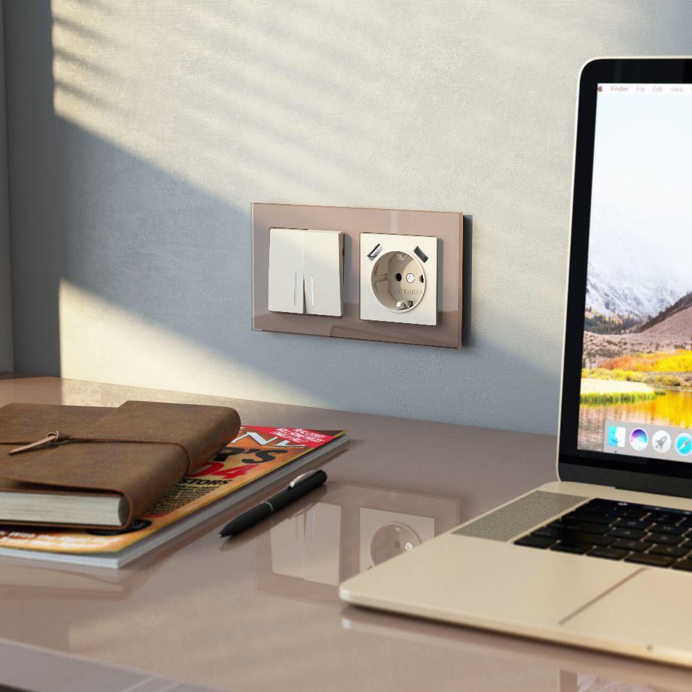 Выключатель двухклавишный встраиваемый проходной Werkel с подсветкой Айвори матовый W1122162 — изображение 2