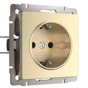 Розетка встраиваемая Werkel с заземлением и шторками Шампань W1171111