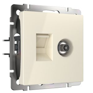 Розетка встраиваемая ТВ+Ethernet Werkel RJ-45 6 cat Слоновая кость W1181303