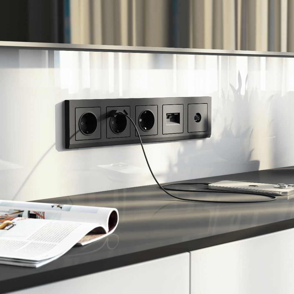 ТВ-розетка встраиваемая оконечная Werkel Графит матовый W1183064 — изображение 3