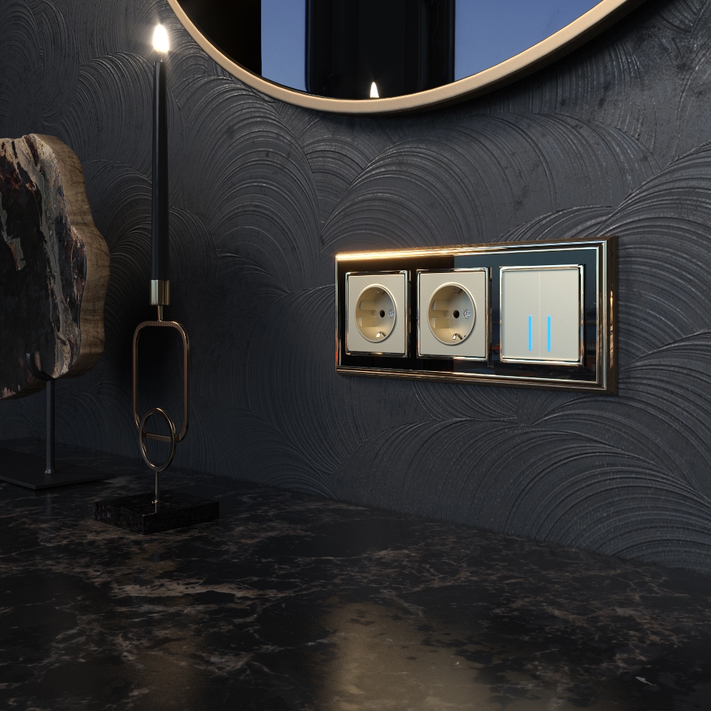 Выключатель двухклавишный встраиваемый сенсорный Werkel с Wifi Шампань W4520611 — изображение 2