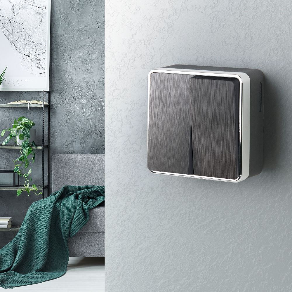 Выключатель двухклавишный накладной Werkel Gallant Графит W5020004 — изображение 2