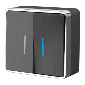 Выключатель двухклавишный накладной Werkel Gallant с подсветкой Графит W5020104