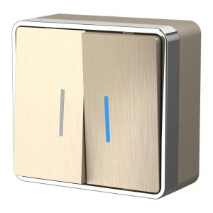 Выключатель двухклавишный накладной Werkel с подсветкой Шампань рифленый W5020110