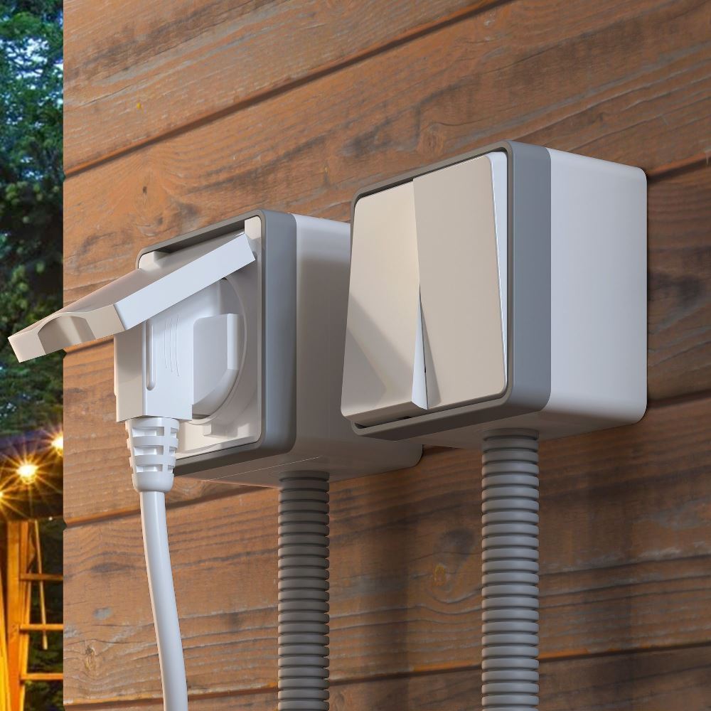 Розетка накладная влагозащищенная Werkel Gallant с заземлением, шторками и защитной крышкой Белый W5071201 — изображение 3