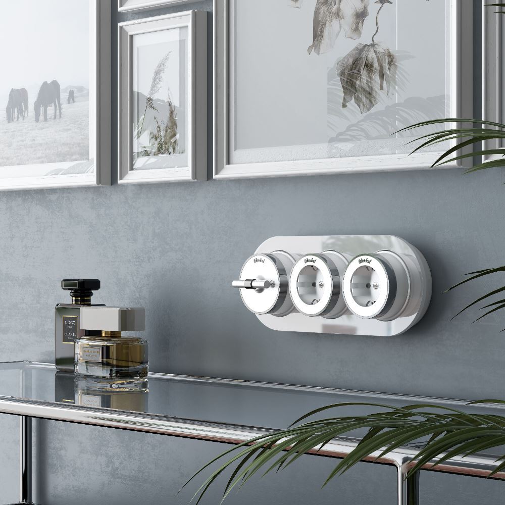 Выключатель двухклавишный накладной Werkel Vintage на 4 положения Белый матовый W5822050 — изображение 3