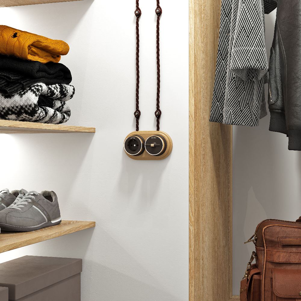 Выключатель двухклавишный накладной Werkel Vintage на 4 положения Мокко матовый W5822052 — изображение 3