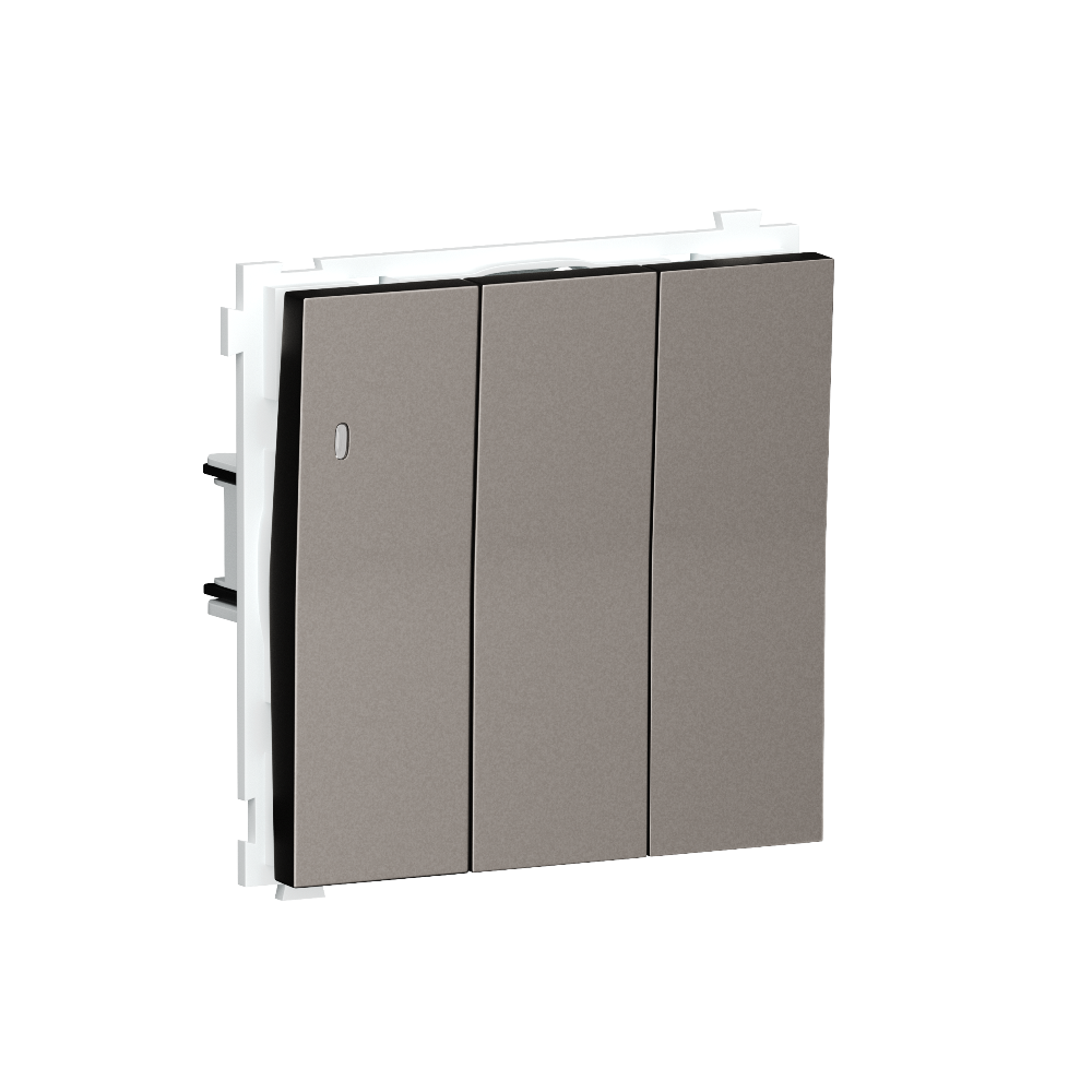 Выключатель трехклавишный встраиваемый Donel R98 с подсветкой Сталь матовая DA03103-DA28337