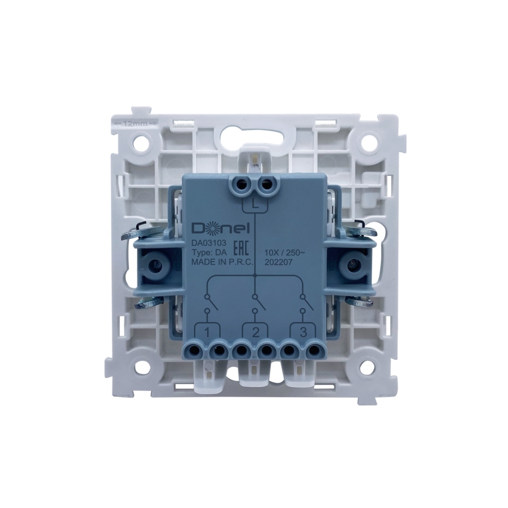 Выключатель трехклавишный встраиваемый Donel R98 с подсветкой Шоколад матовый DA03103-DA28342 — изображение 4