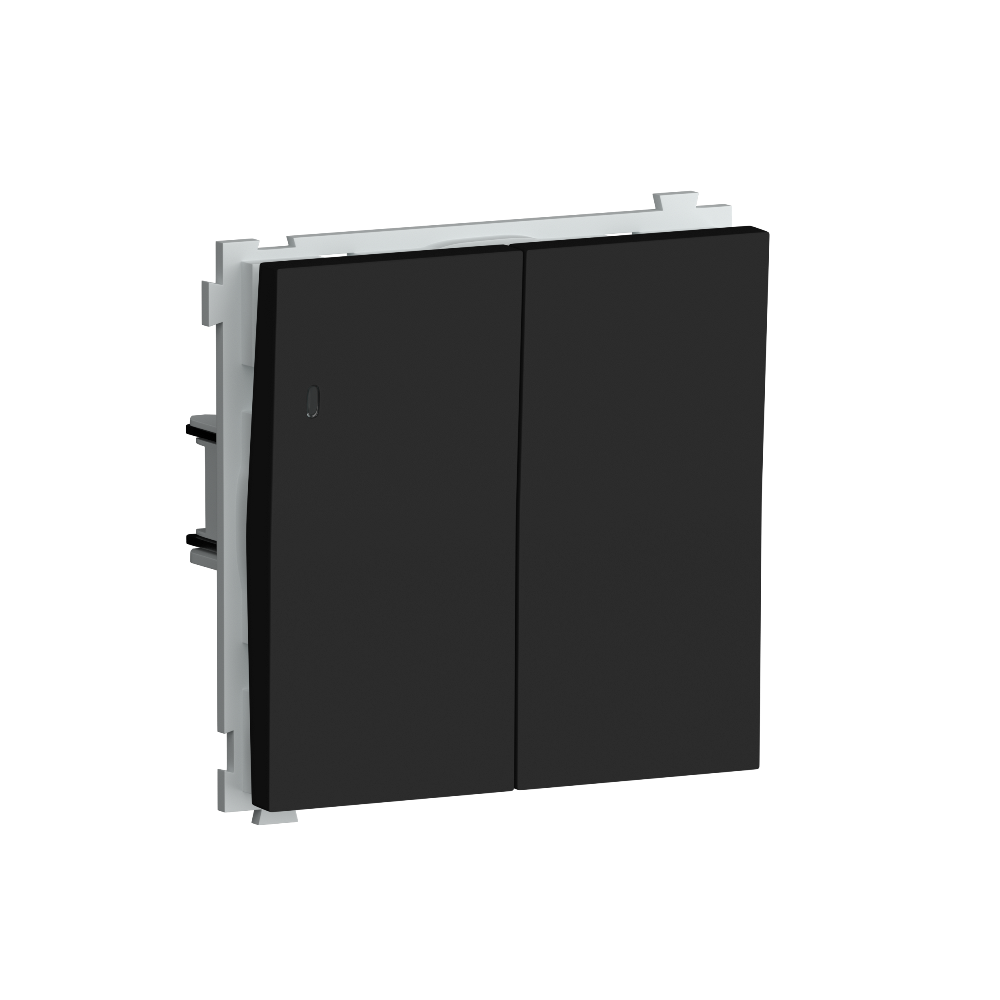 Выключатель двухклавишный встраиваемый Donel R98 с подсветкой Черный матовый DA03105-DA28528