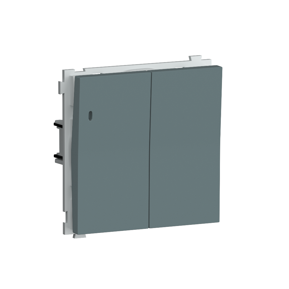 Выключатель двухклавишный встраиваемый Donel R98 с подсветкой Изумруд матовый DA03105-DA28539