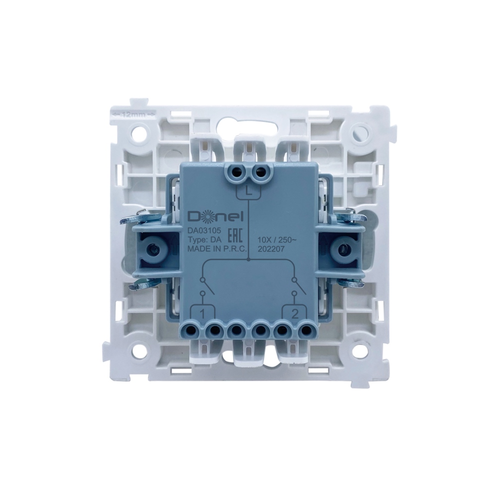 Выключатель двухклавишный встраиваемый Donel R98 с подсветкой Белый глянцевый DA03105-DA28503 — изображение 4