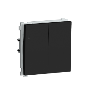 Выключатель двухклавишный встраиваемый проходной Donel R98 с подсветкой Черный матовый DA03108-DA28528