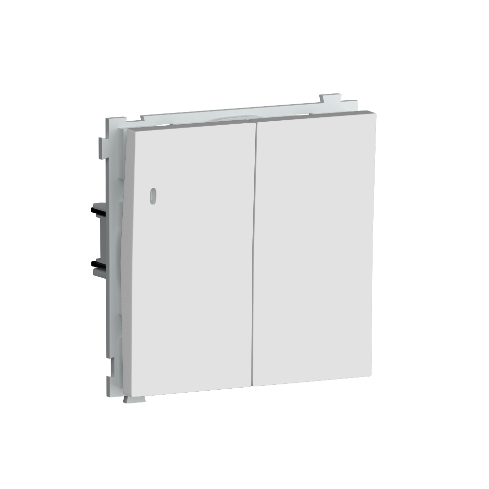 Выключатель двухклавишный встраиваемый проходной Donel R98 с подсветкой Белый матовый DA03108-DA28533