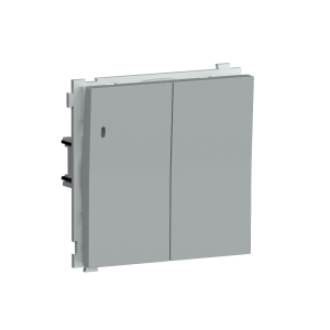 Выключатель двухклавишный встраиваемый проходной Donel R98 с подсветкой Серый матовый DA03108-DA28540