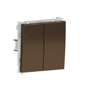 Выключатель двухклавишный встраиваемый проходной Donel R98 Metal с подсветкой Латунь DA03108-DA285ME