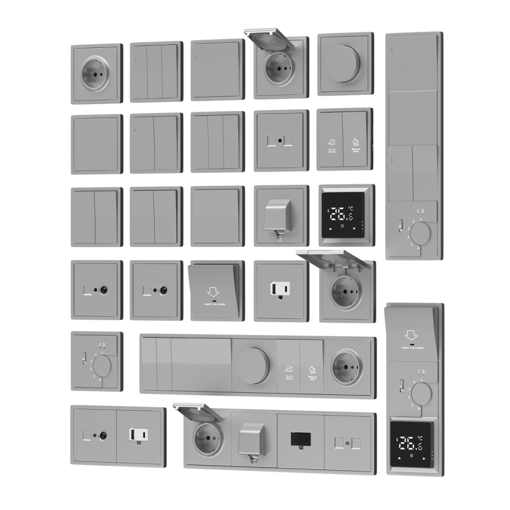 Выключатель одноклавишный встраиваемый проходной Donel R98 Алюминий матовый DA10600-DA29626 — изображение 2