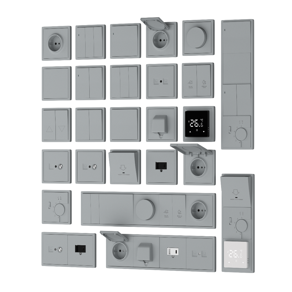 Выключатель одноклавишный встраиваемый проходной Donel R98 Серый матовый DA10600-DA29640 — изображение 2