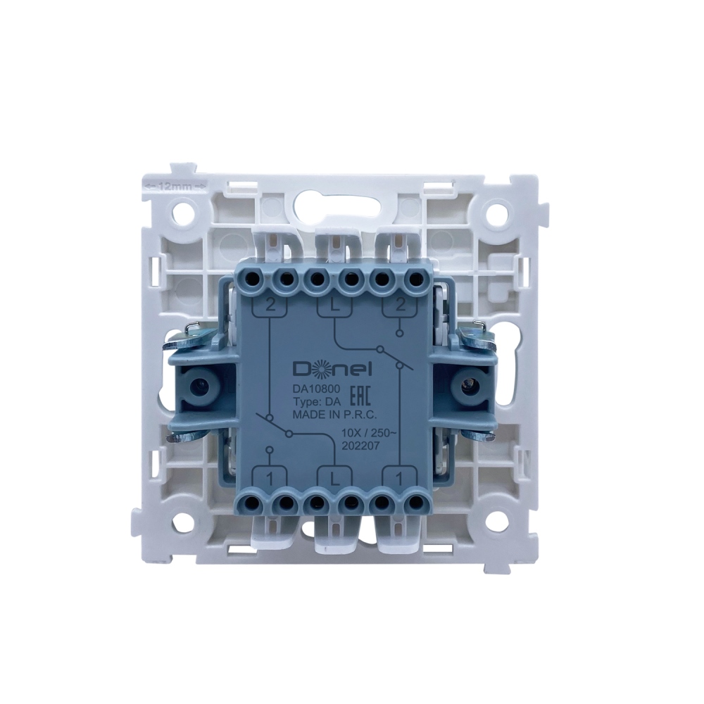 Выключатель двухклавишный встраиваемый проходной Donel R98 Metal Вороненая сталь DA10800-DA295GS — изображение 4