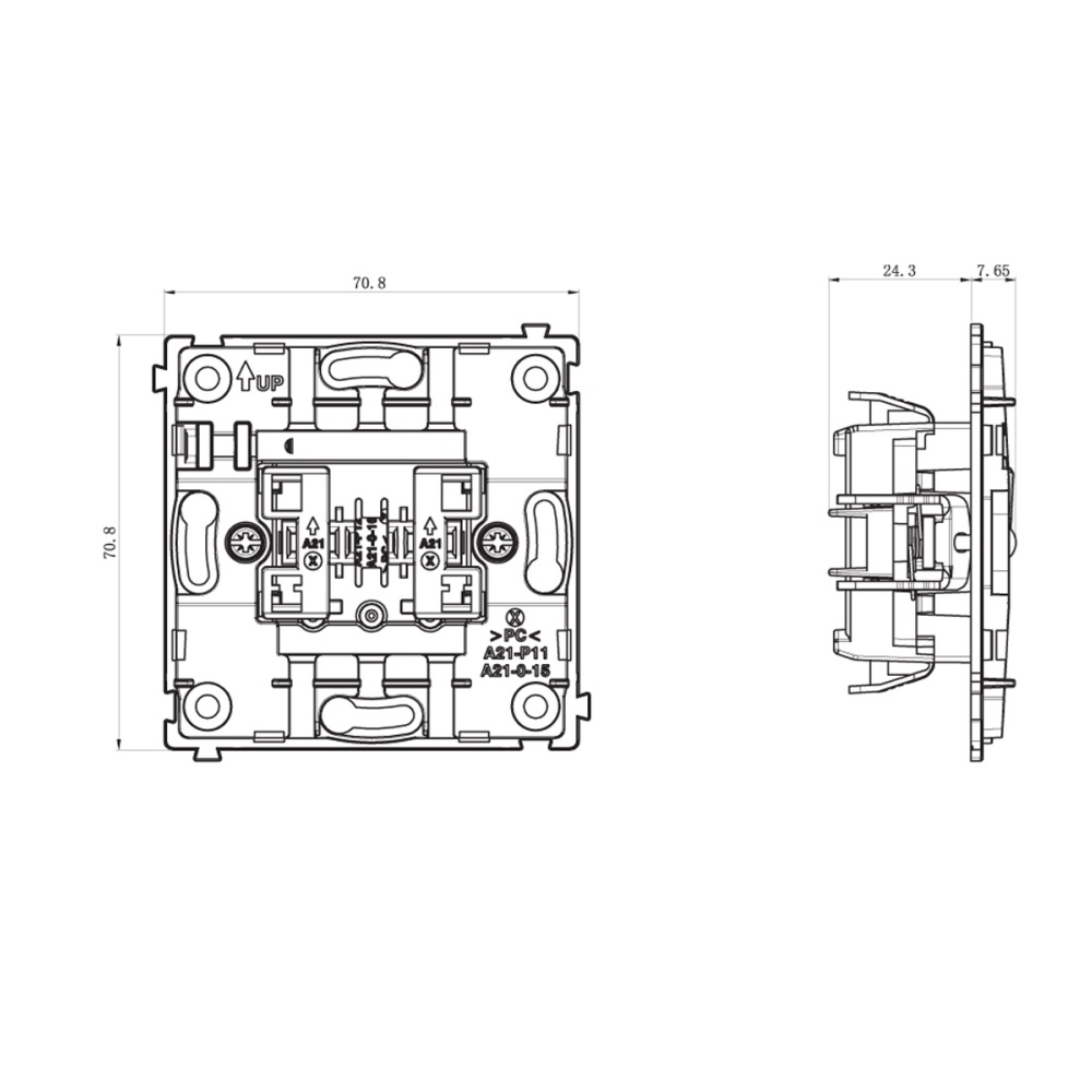 Выключатель двухклавишный встраиваемый проходной Donel R98 Metal Вороненая сталь DA10800-DA295GS — изображение 7