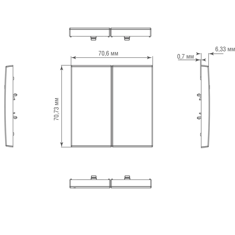 Выключатель двухклавишный встраиваемый проходной Donel R98 Metal Вороненая сталь DA10800-DA295GS — изображение 6