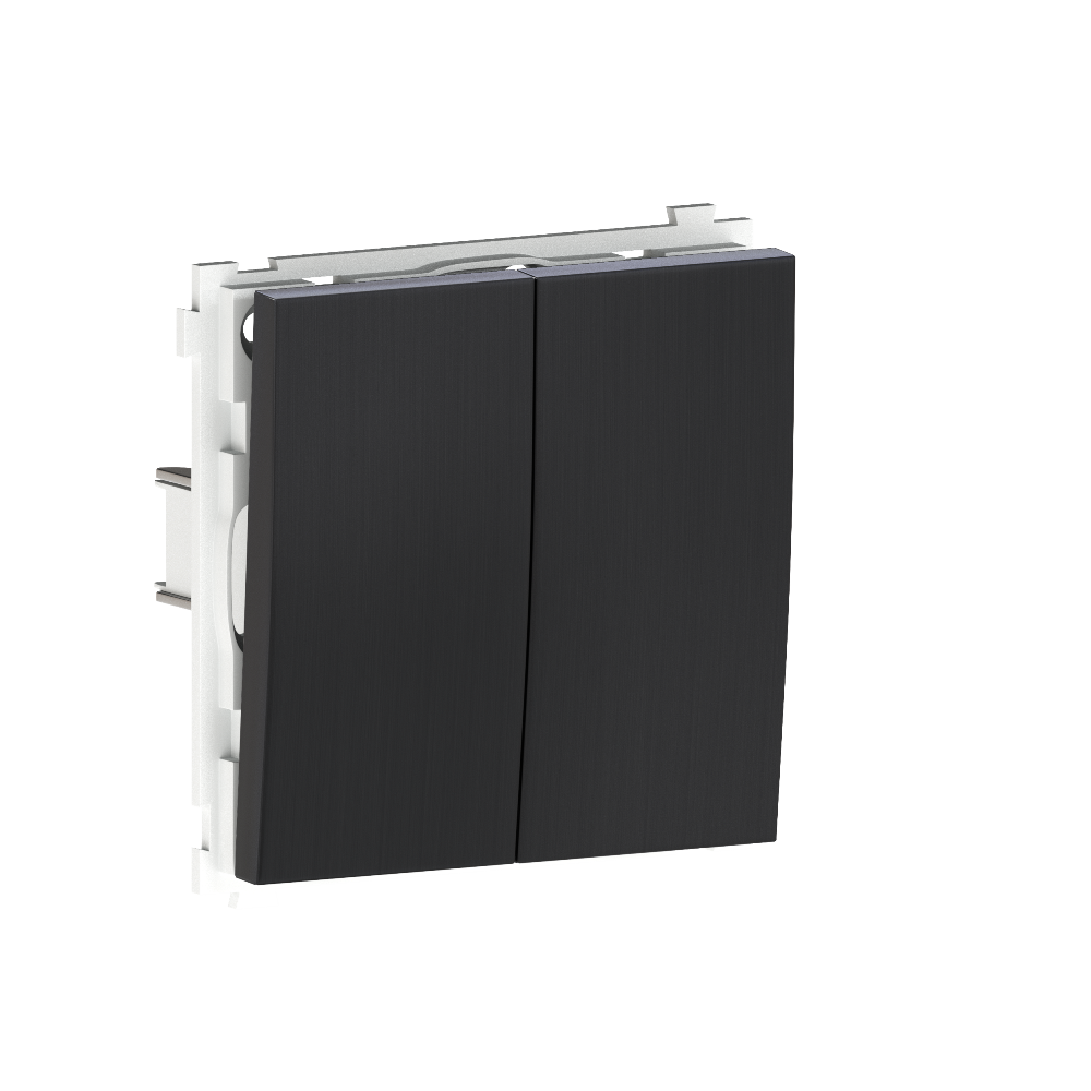 Выключатель двухклавишный встраиваемый проходной Donel R98 Metal Вороненая сталь DA10800-DA295GS