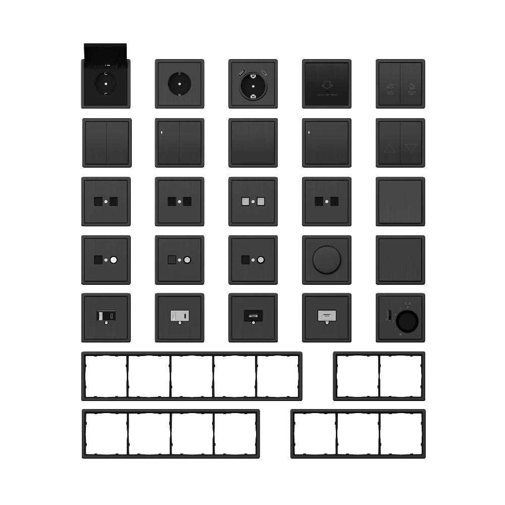 Выключатель двухклавишный встраиваемый проходной Donel R98 Metal Вороненая сталь DA10800-DA295GS — изображение 3