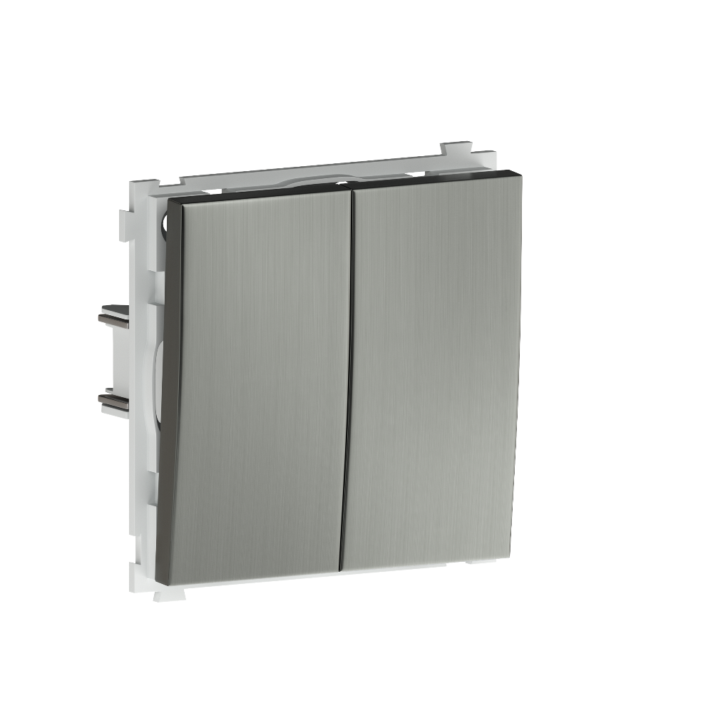 Выключатель двухклавишный встраиваемый перекрестный Donel R98 Metal Никель DA10900-DA295NB