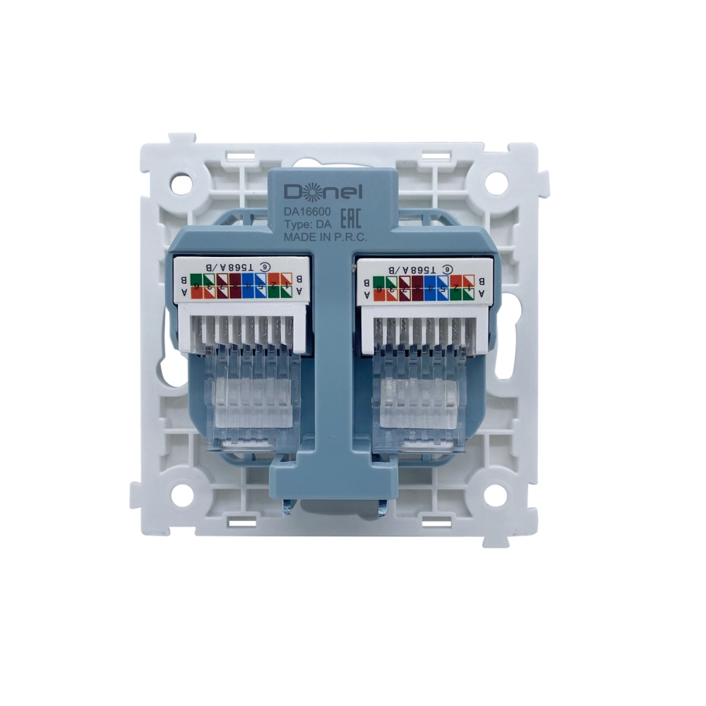 Розетка встраиваемая двойная Ethernet Donel R98 RJ45 2-я Cat.6/ClassE-8/8 Коралл матовый DA16600-DA86945 — изображение 4