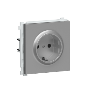 Розетка встраиваемая Donel R98 Schuko с заземлением и шторками на клеммах Алюминий матовый DA17700-DA22026