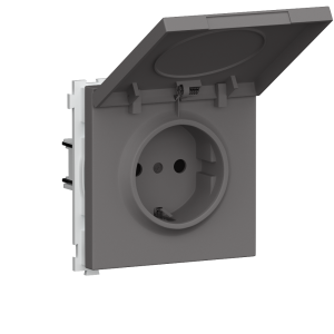 Розетка встраиваемая Donel R98 Schuko с крышкой и заземлением на клеммах Шоколад матовый DA17700-DA52042