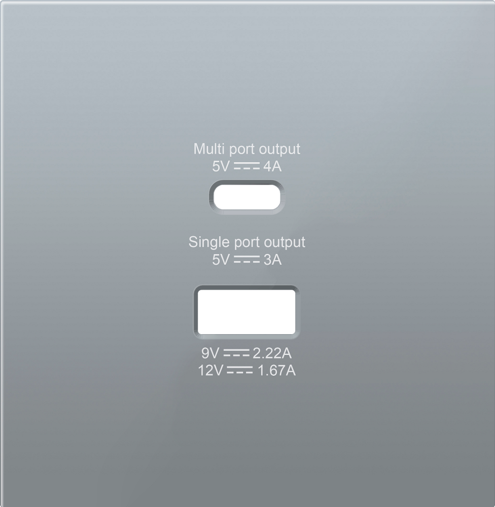 Розетка встраиваемая USB Donel R98 тип A+С быстрая зарядка Алюминий матовый DA20400-DA27726 — изображение 2