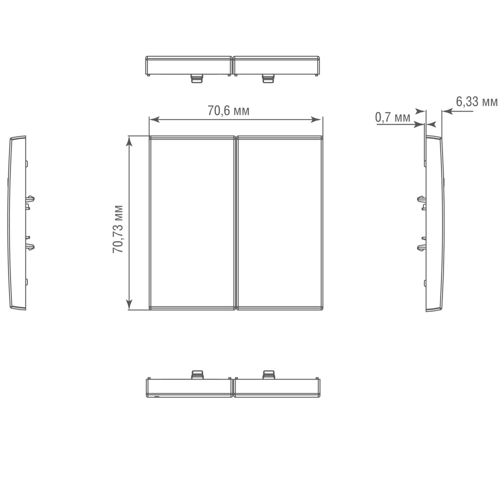 Выключатель двухклавишный встраиваемый звонковый Donel R98 Metal Латунь DA25100-DA295ME — изображение 6
