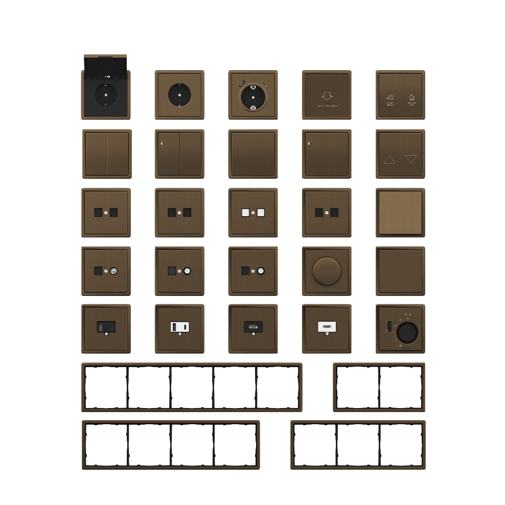 Выключатель двухклавишный встраиваемый звонковый Donel R98 Metal Латунь DA25100-DA295ME — изображение 3