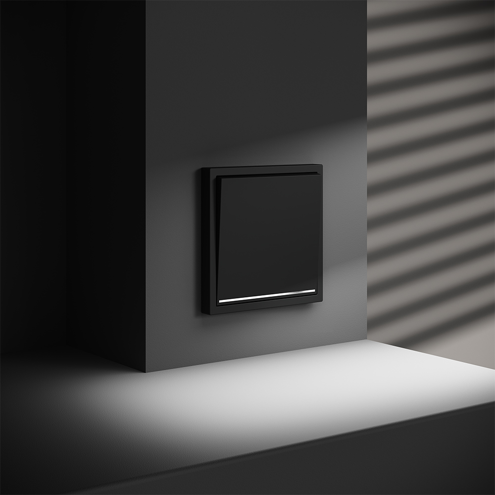 Выключатель одноклавишный встраиваемый проходной Voltum S70 с подсветкой Черный матовый VLS010408 — изображение 4