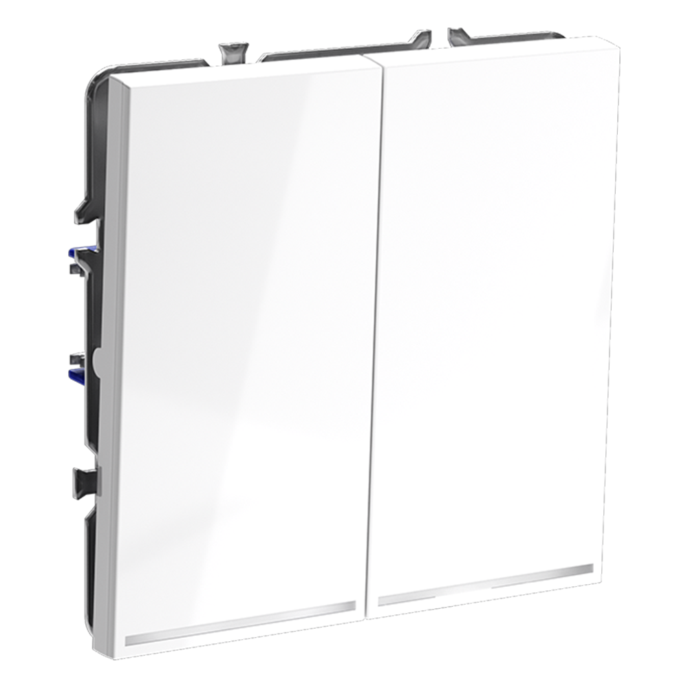 Выключатель двухклавишный встраиваемый Voltum S70 с подсветкой Белый Глянцевый VLS020201 — изображение 2