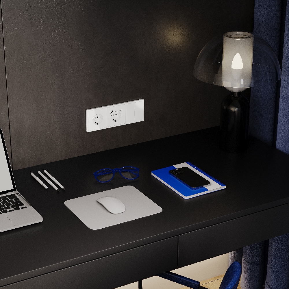 Выключатель двухклавишный встраиваемый Voltum S70 с подсветкой Белый Глянцевый VLS020201 — изображение 5