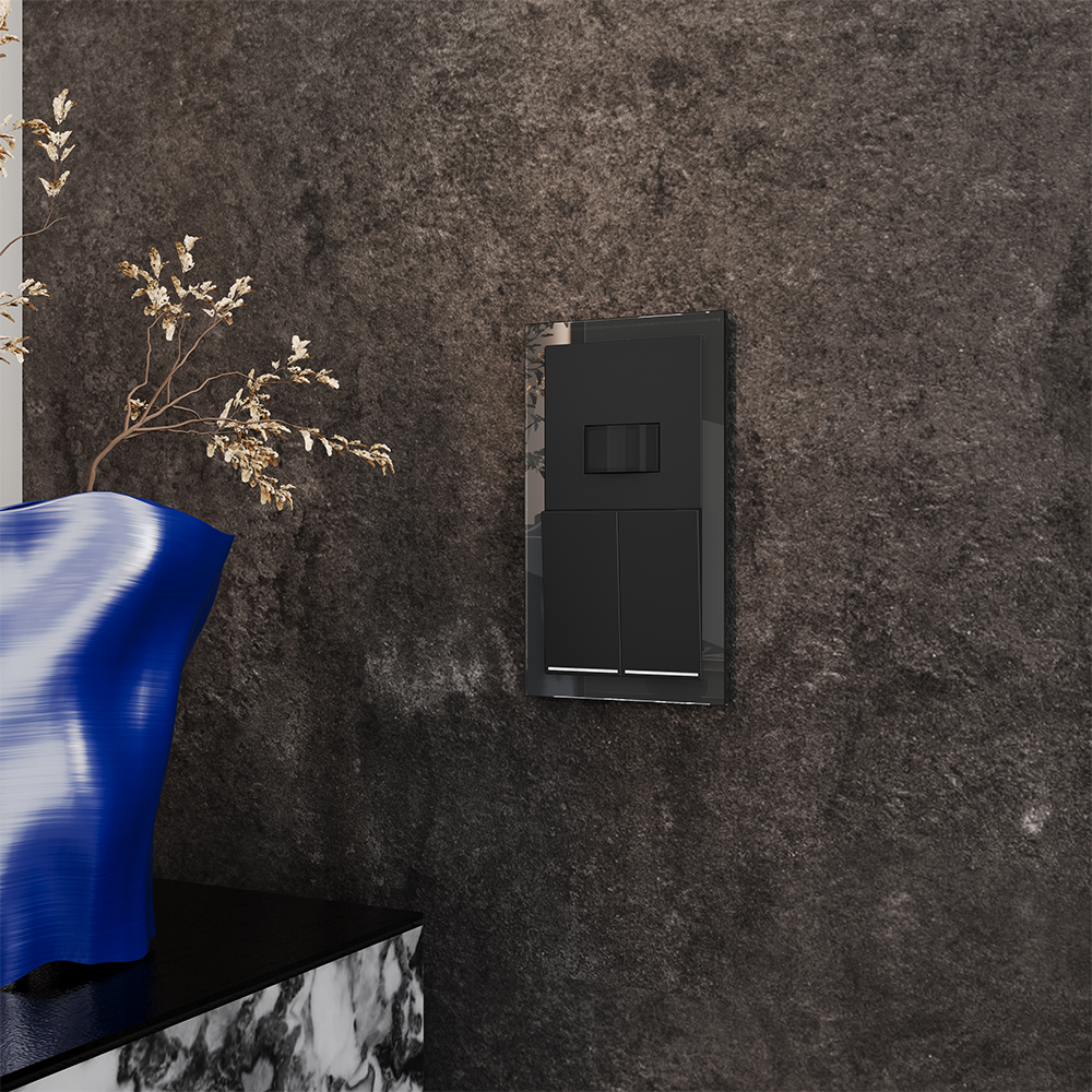 Выключатель двухклавишный встраиваемый Voltum S70 с подсветкой Черный матовый VLS020208 — изображение 5