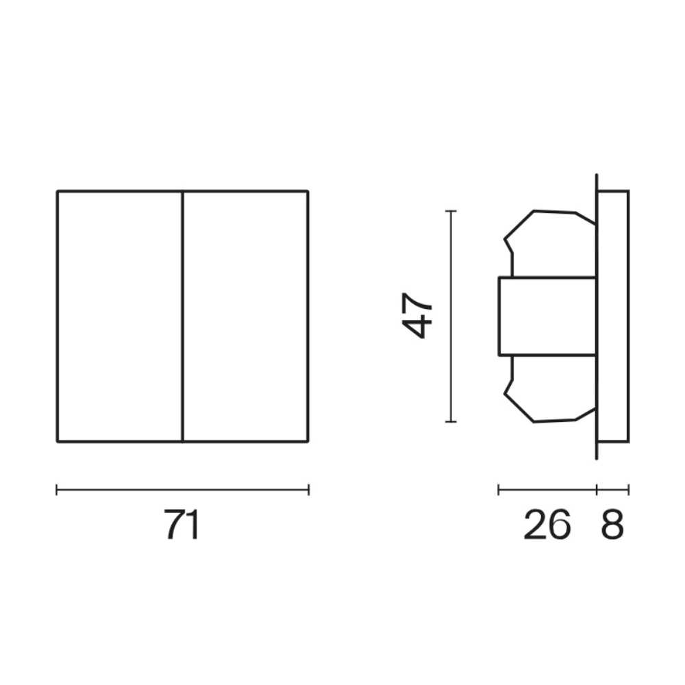 Выключатель двухклавишный встраиваемый проходной Voltum S70 Кашемир VLS020303 — изображение 5