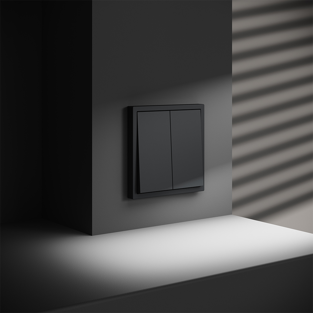 Выключатель двухклавишный встраиваемый проходной Voltum S70 Графит VLS020307 — изображение 4