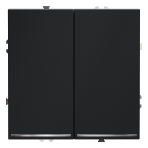 Выключатель двухклавишный встраиваемый проходной Voltum S70 с подсветкой Графит VLS020407